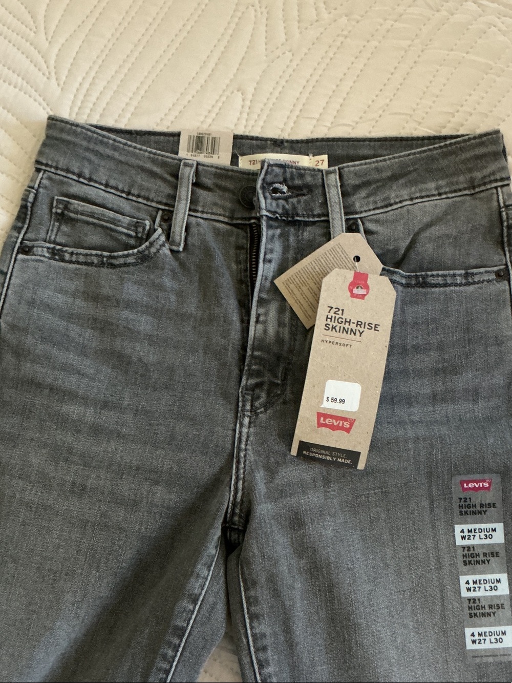 Levi's 721 High-Rise Skinny Jeans - Gray